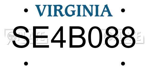 SE4B088 Virginia License Plate