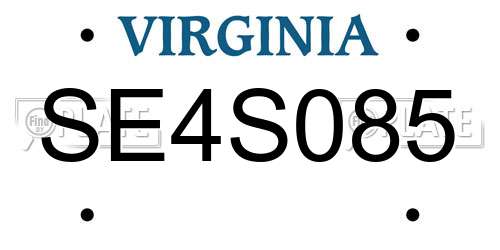 SE4S085 Virginia License Plate