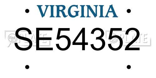 SE54352 Virginia License Plate
