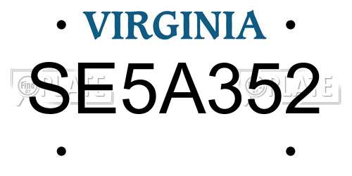 SE5A352 Virginia License Plate