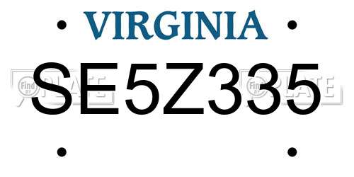 SE5Z335 Virginia License Plate