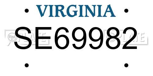 SE69982 Virginia License Plate