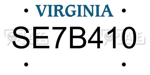 SE7B410 Virginia License Plate