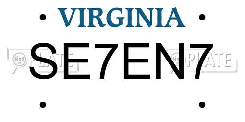 SE7EN7 Virginia License Plate