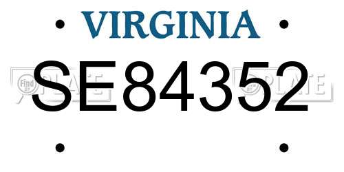 SE84352 Virginia License Plate