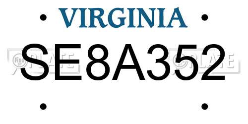 SE8A352 Virginia License Plate