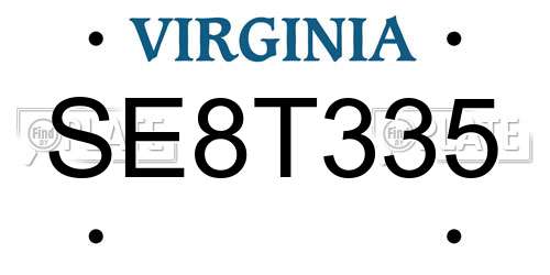 SE8T335 Virginia License Plate
