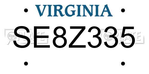 SE8Z335 Virginia License Plate