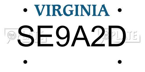 SE9A2D Virginia License Plate