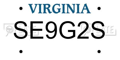 SE9G2S Virginia License Plate