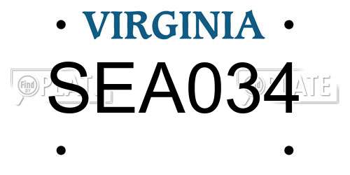 SEA034 Virginia License Plate