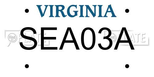 SEA03A Virginia License Plate