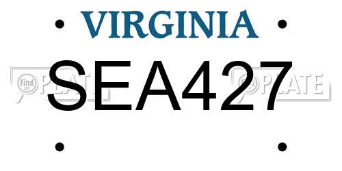 SEA427 Virginia License Plate