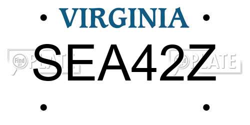 SEA42Z Virginia License Plate