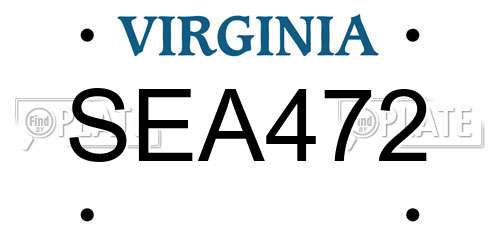 SEA472 Virginia License Plate