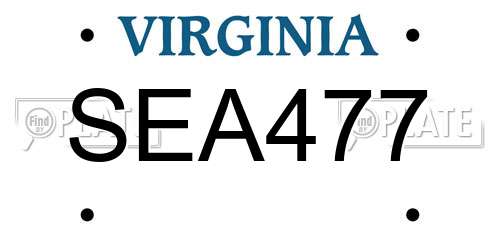 SEA477 Virginia License Plate