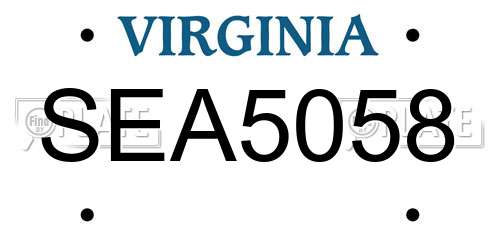 SEA5058 Virginia License Plate