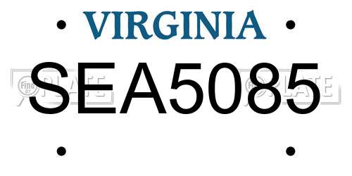 SEA5085 Virginia License Plate
