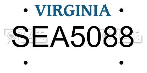 SEA5088 Virginia License Plate