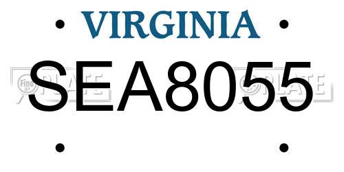 SEA8055 Virginia License Plate