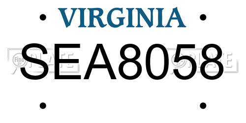 SEA8058 Virginia License Plate