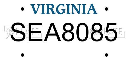 SEA8085 Virginia License Plate
