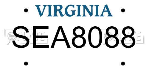SEA8088 Virginia License Plate