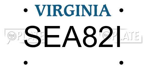 SEA82I Virginia License Plate