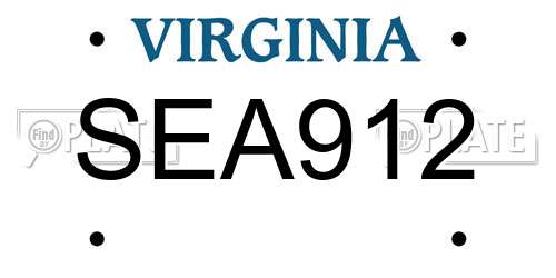 SEA912 Virginia License Plate