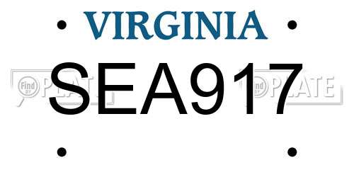 SEA917 Virginia License Plate