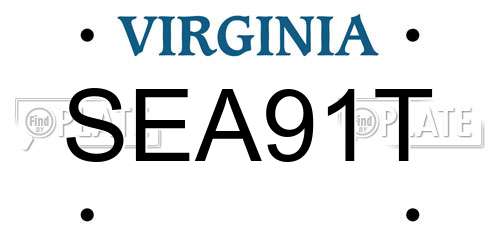 SEA91T Virginia License Plate
