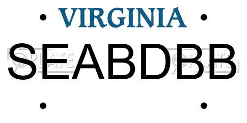 SEABDBB Virginia License Plate