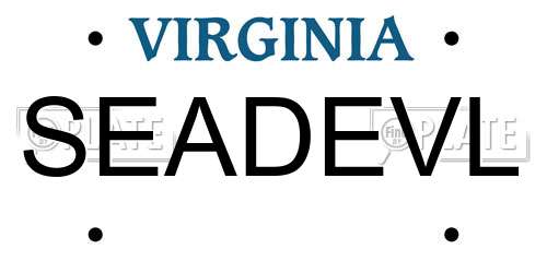 SEADEVL Virginia License Plate