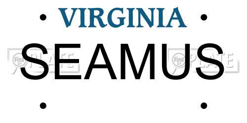 SEAMUS Virginia License Plate