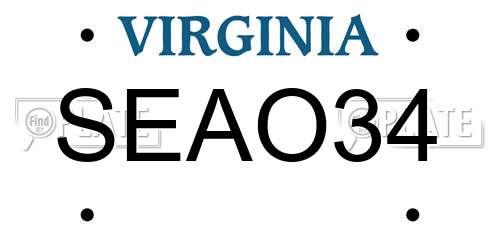 SEAO34 Virginia License Plate