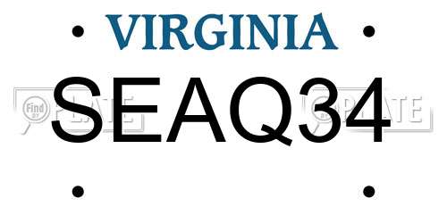 SEAQ34 Virginia License Plate