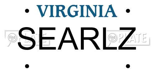 SEARLZ Virginia License Plate