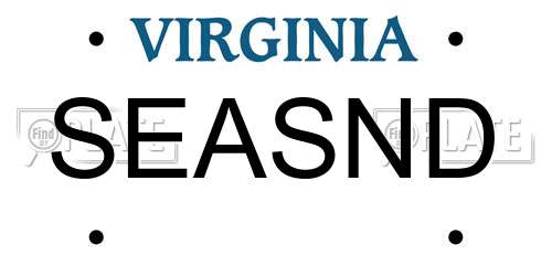 SEASND Virginia License Plate