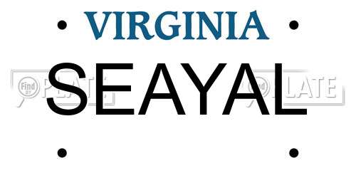 SEAYAL Virginia License Plate
