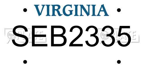 SEB2335 Virginia License Plate