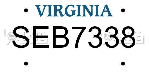 SEB7338 Virginia License Plate