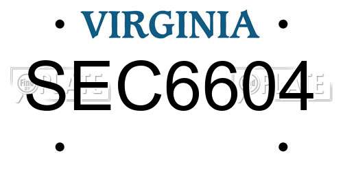 SEC6604 Virginia License Plate