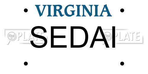SEDAI Virginia License Plate