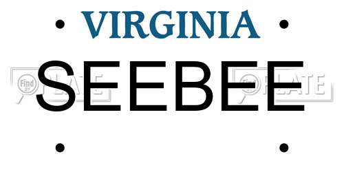 SEEBEE Virginia License Plate