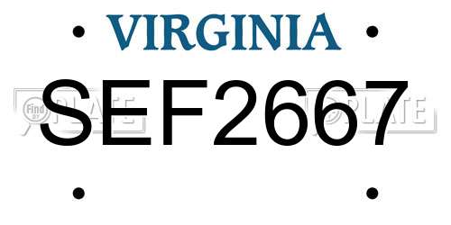 SEF2667 Virginia License Plate