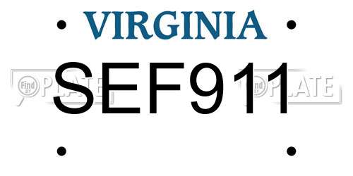 SEF911 Virginia License Plate