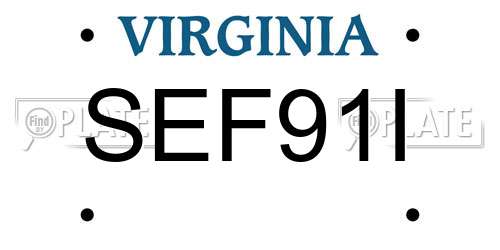 SEF91I Virginia License Plate