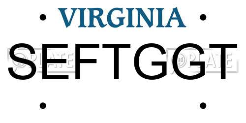 SEFTGGT Virginia License Plate