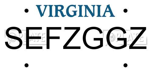 SEFZGGZ Virginia License Plate