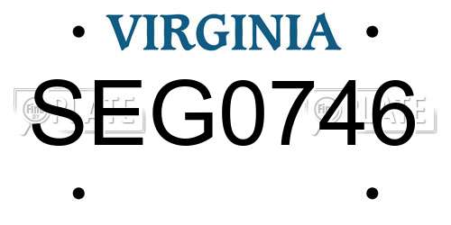SEG0746 Virginia License Plate